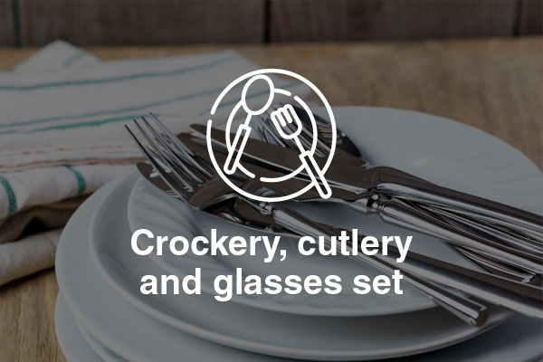 crockery cutlery glasses