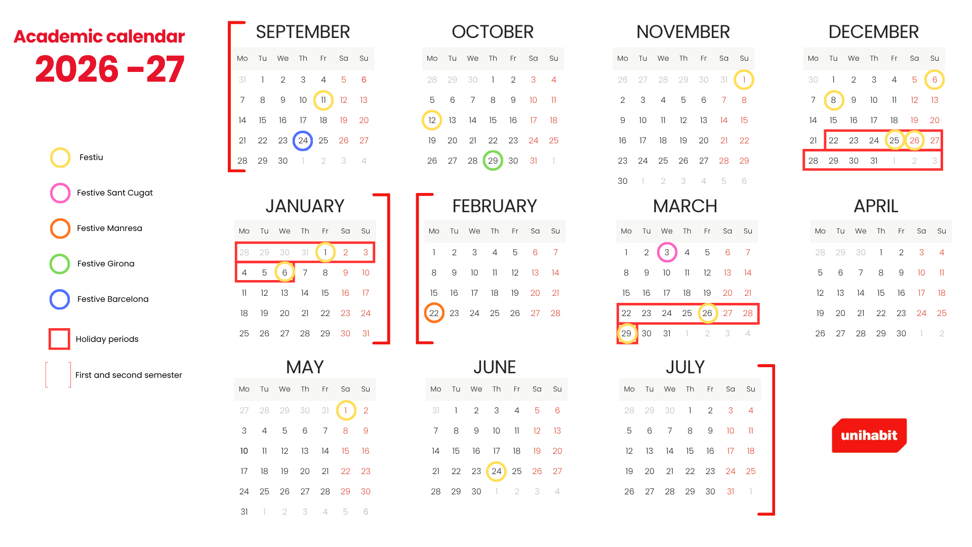Academic Calendar Academic calendar