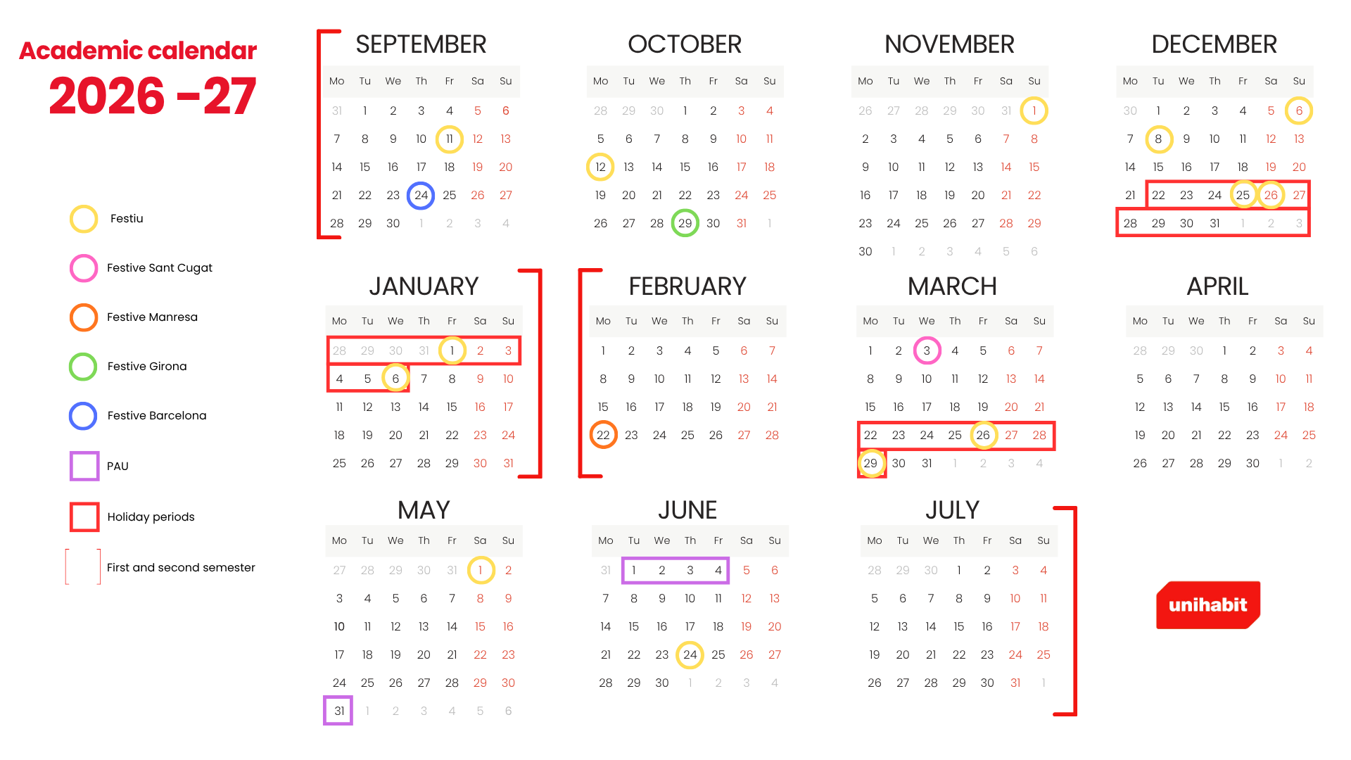 academic calendar 26-27 Academic calendar